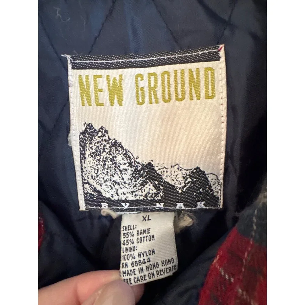 Vintage 90's New Ground Red Plaid Button Down Shacket Size XL - Picture 3 of 6